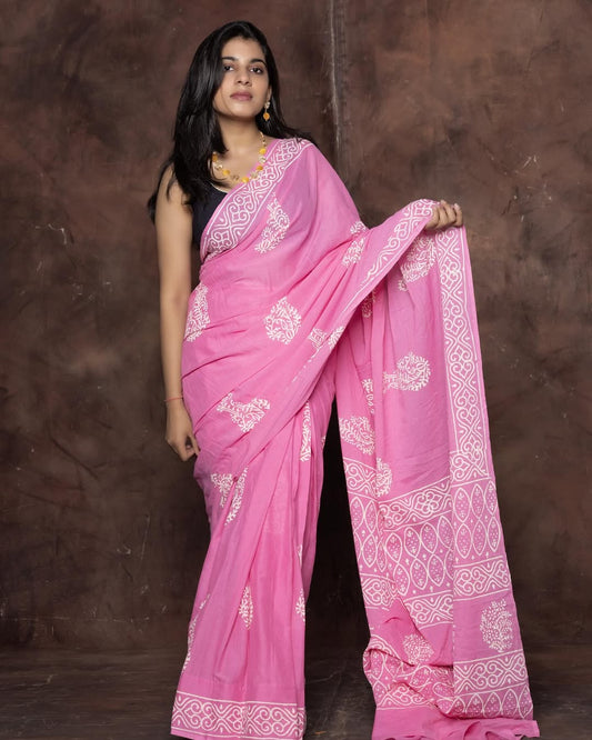 Blush Pink Heritage Ready-to-Wear Saree With Pocket