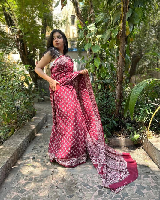 Ruby Heritage Ready-to-Wear Saree With Pocket