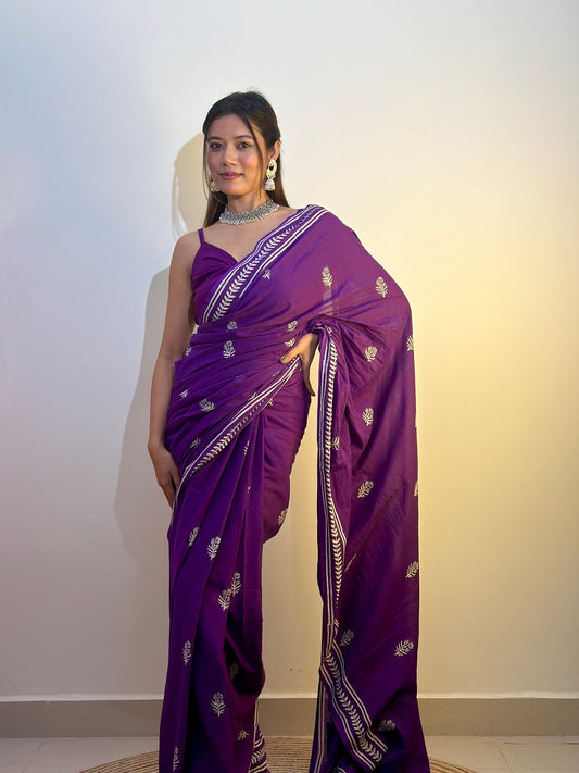 Royal Amethyst Ready-to-Wear Saree With Pocket