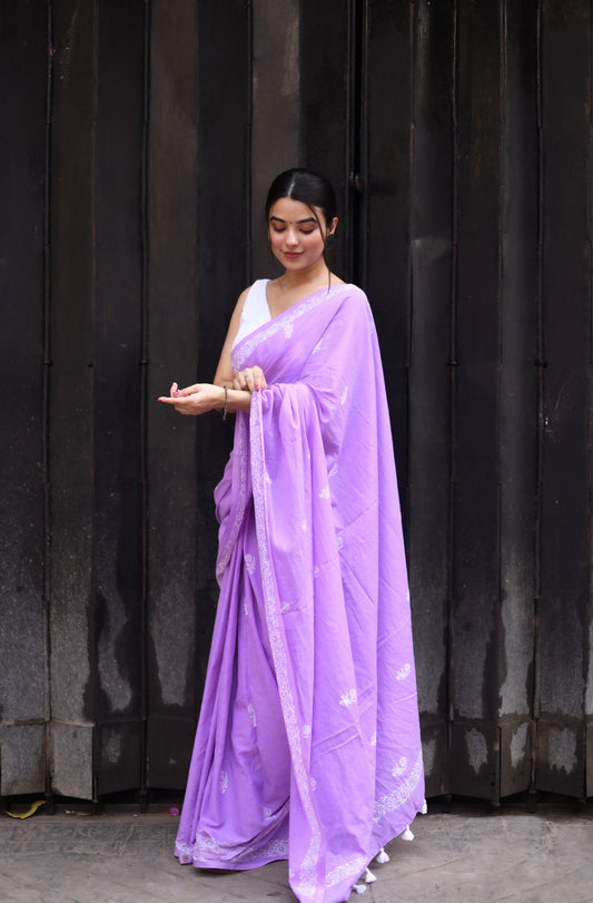 Lavender Mist Ready-to-Wear Saree With Pocket