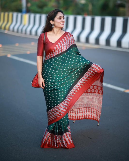 Emerald Heritage Ready-to-Wear Crepe Silk Saree