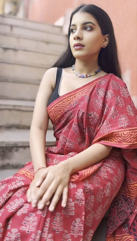 Crimson Heritage Ready-to-Wear Saree With Pocket