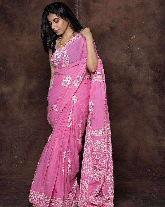 Blush Pink Heritage Ready-to-Wear Saree With Pocket