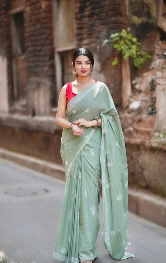 Sage Elegance Ready-to-Wear Saree With Pocket