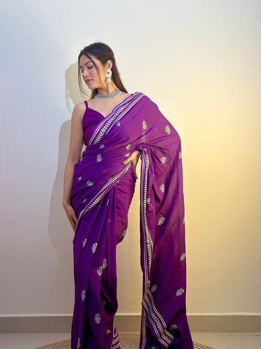 Royal Amethyst Ready-to-Wear Saree With Pocket