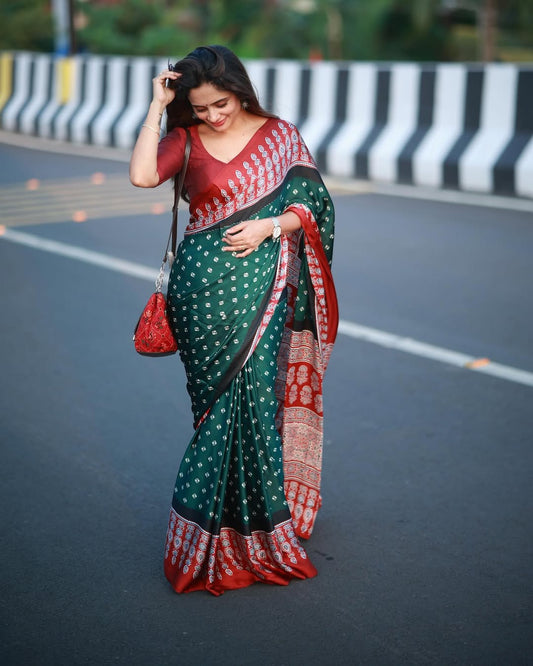 Emerald Heritage Ready-to-Wear Crepe Silk Saree