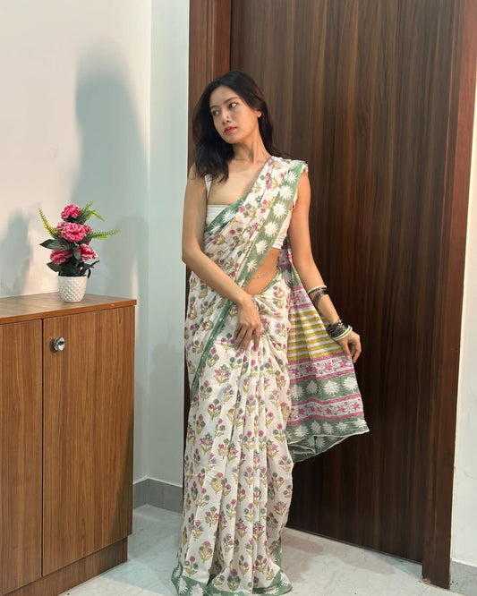 Meadow Bloom Ready-to-Wear Saree With Pocket
