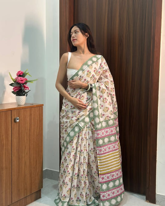 Meadow Bloom Ready-to-Wear Saree With Pocket