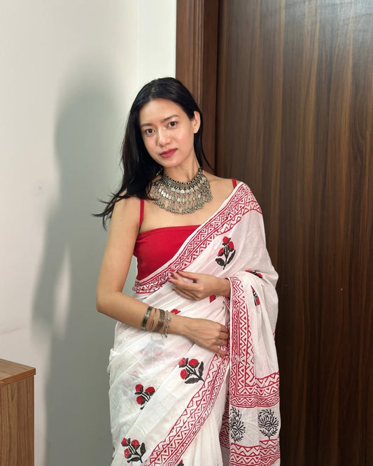 Ivory Rose Ready-to-Wear Saree With Pocket