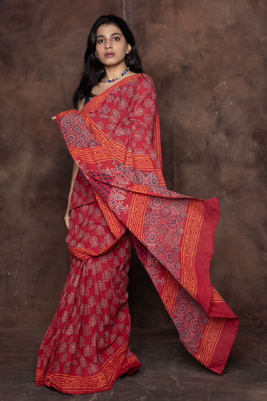 Crimson Heritage Ready-to-Wear Saree With Pocket
